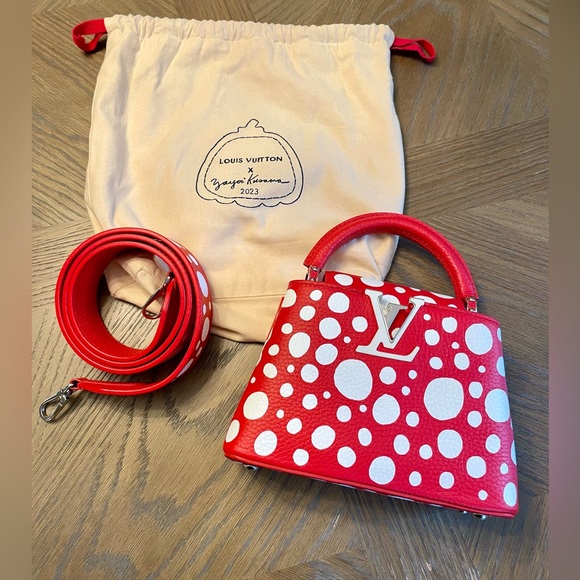 Authentic Louis Vuitton x Yayoi Kusama 2023 Capucines Mini Red with White dots - Picture 4 of 16